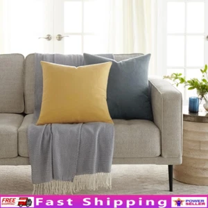 Cotton Slub Throw Pillows 2-Pack Removable Covers Decorative Home Decoration New - Picture 1 of 8