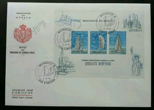 [SJ] Monaco Sailboat 1985 USA Liberty Vehicle Transport Sport (FDC) *clean - Image 1 of 4
