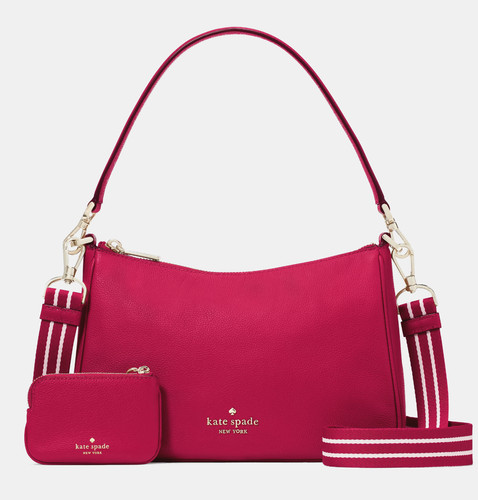 Nuova borsa a tracolla Kate Spade Rosie pelle ciottolata rosa rinascimentale