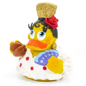 Spanish Dancer White Rubber Duck, 100% All Natural Rubber Ducks - Picture 1 of 3