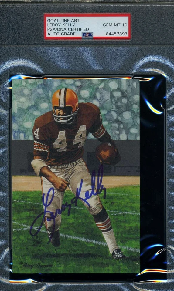 Leroy Kelly Gem Mint 10 PSA DNA Slabbed Signed Goal Line Art Card Autograph GLAC - Image 1 of 1