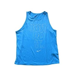 Nike Drifit Just Do It Tank Top Size L Blue Swoosh Logo Blue Athletic - Picture 1 of 7