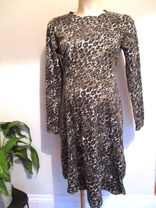 ASOS MATERNITY KHAKI ANIMAL PRINT JERSEY LONG SLEEVE DRESS SIZE 10 - Picture 1 of 2