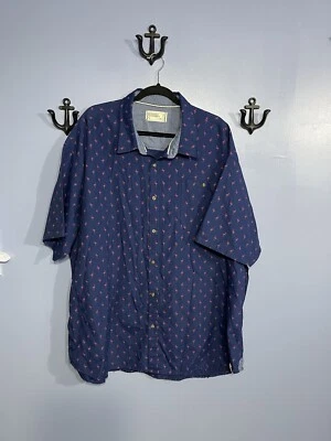 Free Planet Mens Shirt Button Down Blue Pink Flamingo Short Sleeve Casual 4X - Image 1 of 4