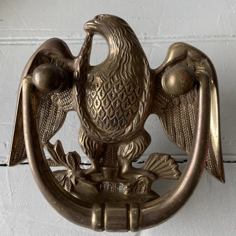 Victorian Cast-Brass AMERICAN EAGLE  Door Knocker Heavy Duty 5 1/2" x 5" Cover