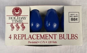 VTG Holiday Time C7 Blue Replacement Bulbs 4 ct Christmas Lights In & Outdoor - Picture 1 of 3