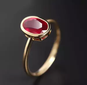 Red Ruby Ring Gold Filling Engagement Ring 925 Silver Birthday Gift For Girls - Picture 1 of 4