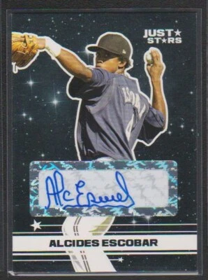 2008 JUST STARS BLACK ROOKIE CARD AUTO #9 ALCIDES ESCOBAR ROYALS MINT SP #1/1! - Image 1 of 2
