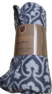 Montauk Fleece Throw 50”x 60" Dark Gray Swirl Pattern - Picture 1 of 2