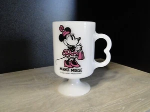 Vintage Disney MINNIE MOUSE Milk Glass Mug Cup Pedestal Footed ~ USA - Picture 1 of 5