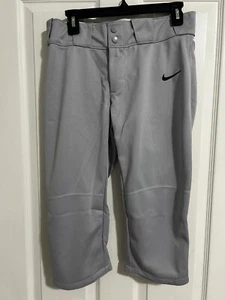 Nike Women Softball Gray Pants New Size M 3/4 Nike Logo - Picture 1 of 6