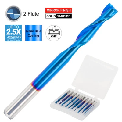 10Stk. VHM Spiralnutfräser Spiralfräser 2Z Gravierfräser Nano Blaue- Ø1-3.175mm - Bild 1 von 4