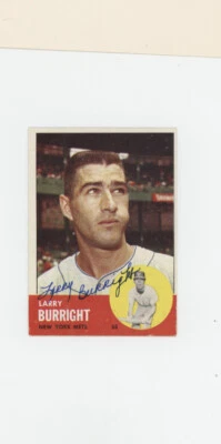 Larry Burright  New York Mets signed 1963 Topps  174  card JSA - Image 1 of 2