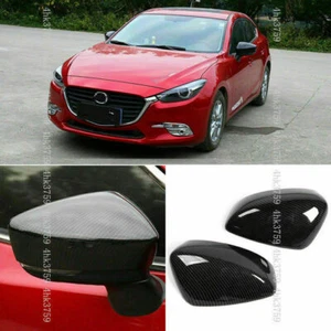 For Mazda 3 Axela 2017-2018 Carbon Fiber Side Door Rearview Mirrors Cover Trims - Picture 1 of 3