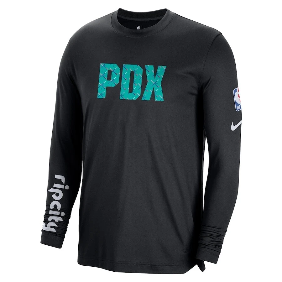 NUEVO CON ETIQUETAS Camiseta Para Hombre Grande Alto Portland Trail Blazers Edición City en Cancha Logo LS PDX Foto 1 de 1