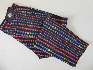 VAQUEROS DE ALTA COSTURA VERSACE DE COLECCIÓN 1990 BAYAS DE FRUTA - HECHOS EN ITALIA EE. UU. 35" IT 52 - Imagen 1 de 4
