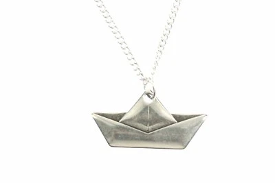 Miniblings Papierschiff Segelschiff Halskette 45cm Segelboot Origami gefaltet - Bild 1 von 4