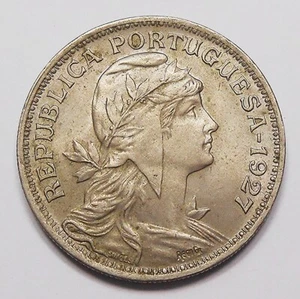 Portugal 1927 50 Centavos XF-AU * Scarce HIGH Grade BEAUTY Liberty Head KEY Coin - Picture 1 of 2