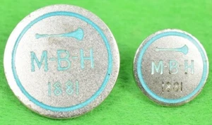 "Set x (2) Wiesenbachjagd M-B-H 1881 Sterling Jagdschläger Knöpfe" - Bild 1 von 3