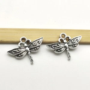 10/30/50pcs Dragonfly Antique Silver Charms Pendants for Jewelry Making 17*23mm - Picture 1 of 4