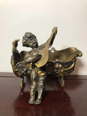 WMF Art Nouveau Chapado en Oro y Plata Querubín y Cuna Foto 1 de 4