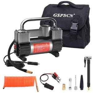 Tire Inflator Heavy Duty Double Cylinders, Portable Metal DC 12V Air Compress... - Picture 1 of 9