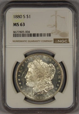 1880-S Morgan Silver Dollar NGC MS63 $1 - Image 1 of 3