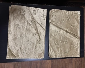 Gold Embroidered Placemats 13 x 19 Set of 6 Embroidered Floral Table Mats - Picture 1 of 8