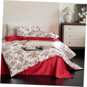 100 % extra langstapeliger Baumwollsatin lebendiges Rot King 07 - rot/weiß geblümt - Bild 1 von 8