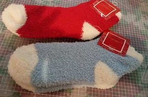 Charter Club NEW Set of (2)  Pair of Soft Slipper Socks 1 Red & 1  Blue.  P3 - Picture 1 of 6