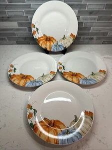 Royal Norfolk~Thanksgiving/Autumn/Leaves/Pumpkins 10.75” Dinner Plates~Set of 4 - Picture 1 of 9
