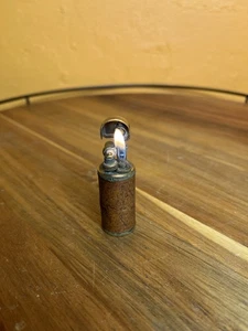 Vintage Leather Wrapped Advertisement Mini Lift Arm Table Lighter - Picture 1 of 4