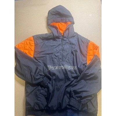 True Religion Hombres Anorak Pullover Chaqueta con Capucha Negro Naranja Talla Grande Foto 1 de 4