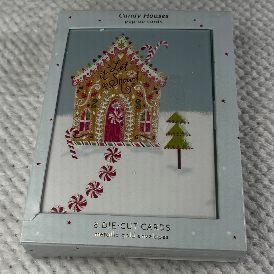 Tarjetas emergentes para casas de dulces de papel 8 sobres dorados metálicos troquelados Foto 1 de 3