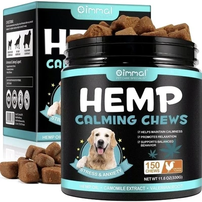 IMMAL 150x DOG FOOD Hemp Chews Calming Chews for Dogs ANXIETY RELIEF TREATS - CHICKEN