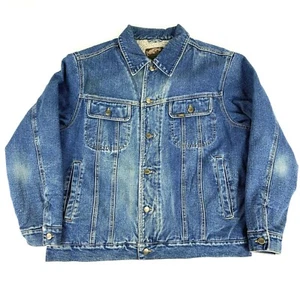 VTG LEE Medium Jacket Denim Jean Sherpa Lined Barn Western Chore Rancher Trucker - Picture 1 of 10
