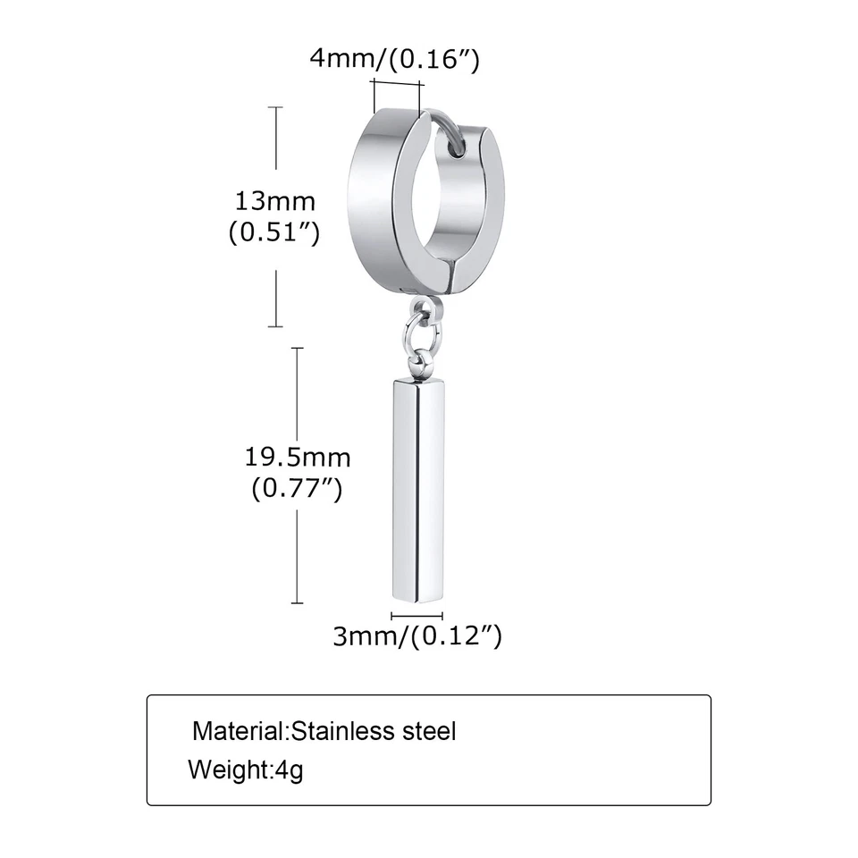 Moda Hombres Pendientes Colgantes/Aro Acero Inoxidable Sin Piezas Cartílago Oreja Puño Foto 1 de 4