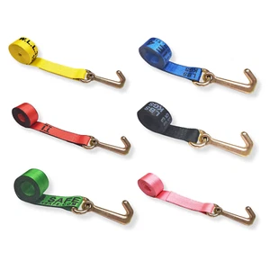 Heavy Duty G70 2" x 10' Mini J Hook Towing Trailer Wrecker Lasso Tie Down Strap - Picture 1 of 53