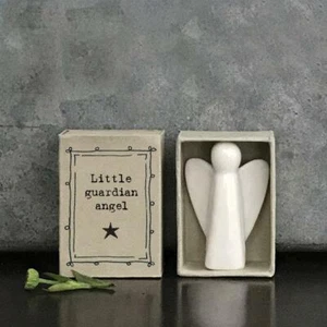 Porcelain Angel Matchbox Gift - White Little Guardian Angel - East Of India - Picture 1 of 4