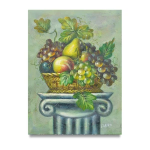 Arte de Nueva York - 12x16 Cesta de frutas de arte popular pintura al óleo original sobre lienzo - ¡Venta!¡! - Imagen 1 de 3