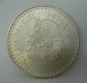 Alte 900 Silber Münze Mexiko 1947 - 1948 Cuauhtemoc 5 Pesos - Bild 1 von 2