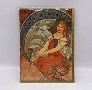 2006 Alphonse Mucha Art Greeting Card With Envelope Flame Tree NIP Unused - Picture 1 of 4