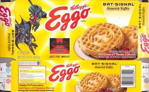 Kellogg's EGGO BAT-SIGNAL Homestyle Waffles BATMAN & ROBIN Flat Box - Picture 1 of 2
