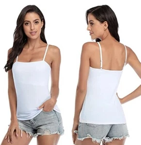 Cotton Shelf Bra Camisoles Adjustable Spaghetti Strap Tank Top Small - Picture 1 of 5