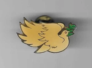 Dove Carrying Olive Branch Metal Enamel Push-Back Pin - Picture 1 of 1