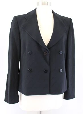 Chaqueta Blazer Armani Collezioni Negra Metálica Brillante Rayas Doble Pecho 6 Foto 1 de 4