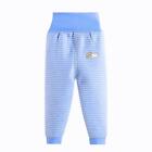 fr Striped Fleece High Waist Pants Kids Boys Girls Cotton Trousers (Blue 3-4T)