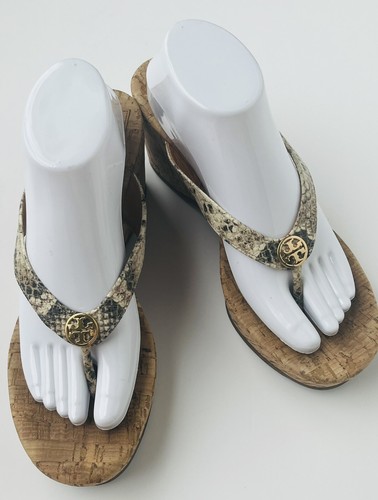 TORY BURCH Sandali donna Thora infradito con zeppa in sughero stampa serpente pelle 9 5
