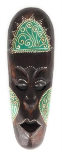 Tribal Tiki Mask 12 in Green - Tattoo Primitive Art | #wib370330g - Picture 1 of 1