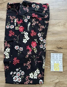 NEW RELEASE LuLaRoe OS One Size Leggings Black Background Flower Print New - Picture 1 of 3